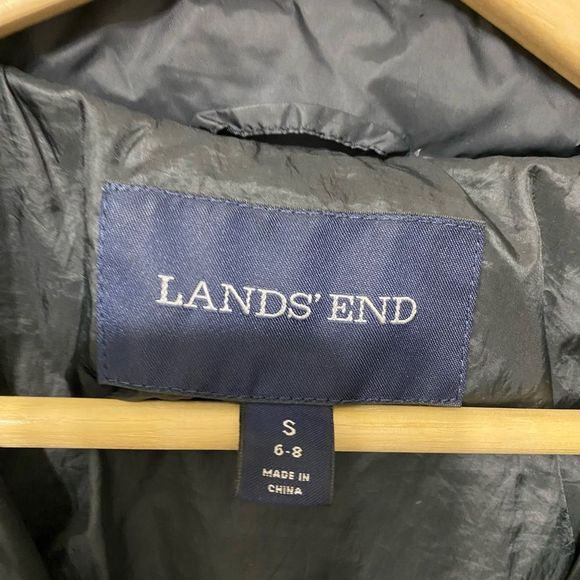 Lands End Down Puffer Coat Jacket women’s Size S (6-8) Black - Picture 4 of 13